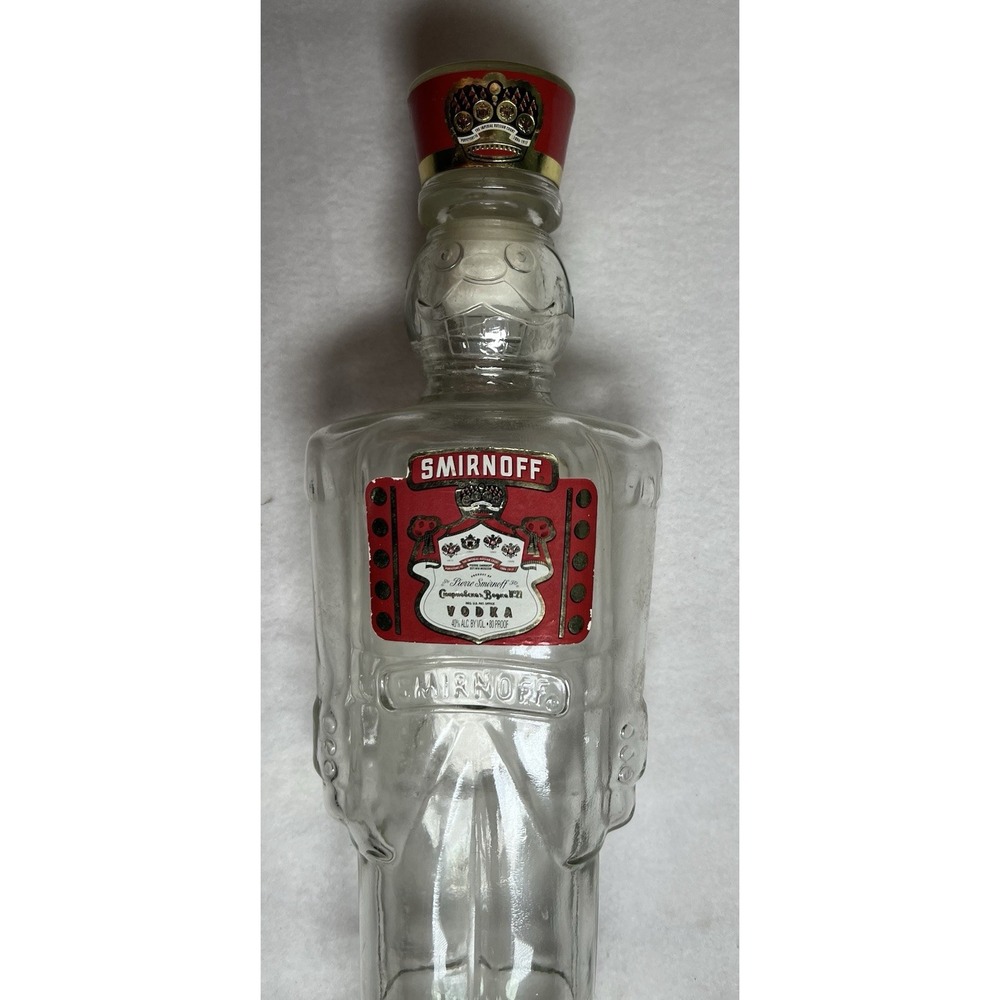 Smirnoff Vodka Empty Christmas Nutcracker Toy Soldier Glass Bottle - Picture 4 of 5